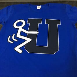 Blue t-shirt printing sample by A2 t-shirt printer WER-D4880T