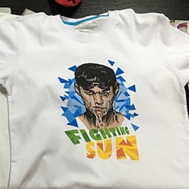 White t-shirt printing sample by A2 t-shirt printer WER-D4880T